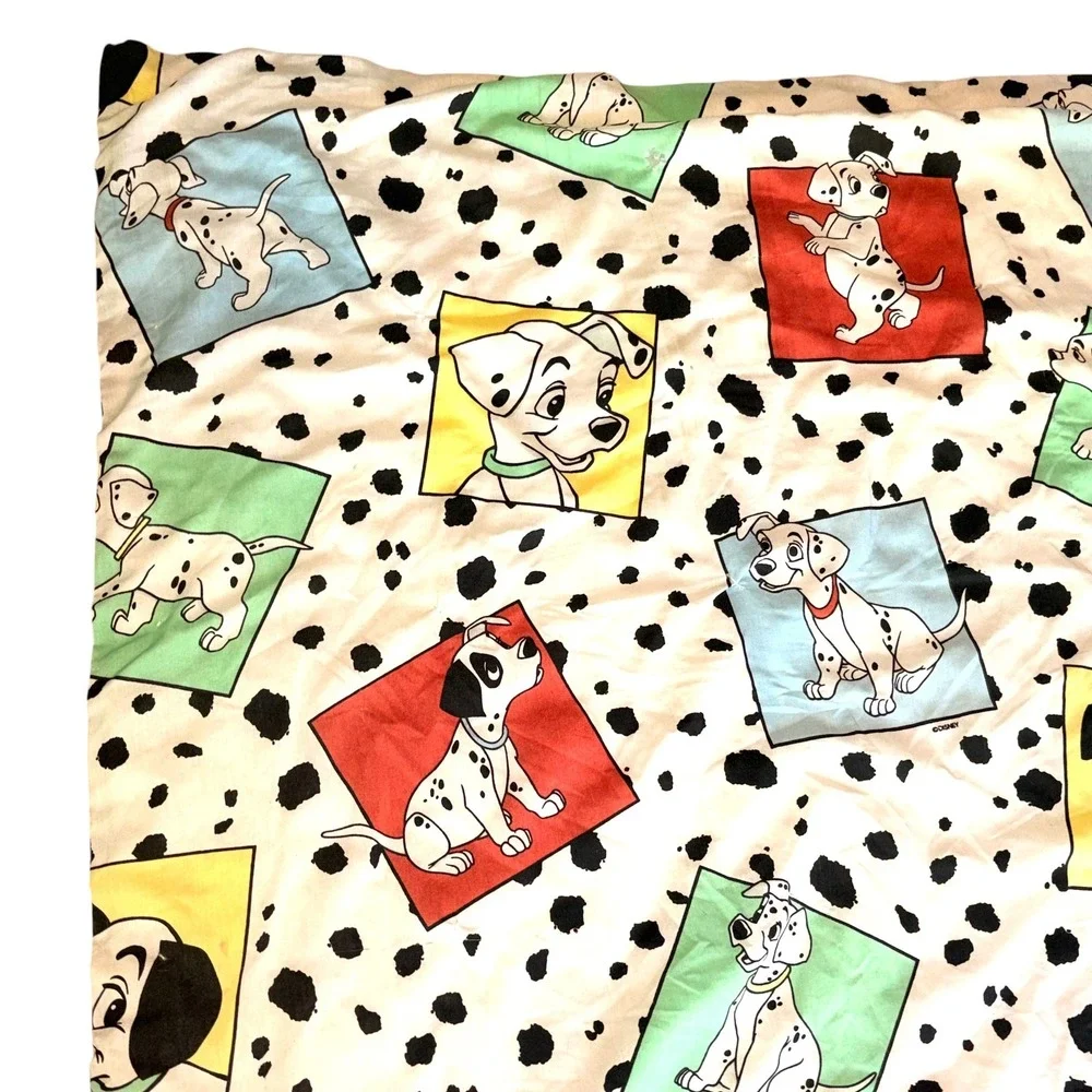 Vtg Nursery Rhyme Embroidered Quilt Reversible 101 Dalmatians Baby Blanket